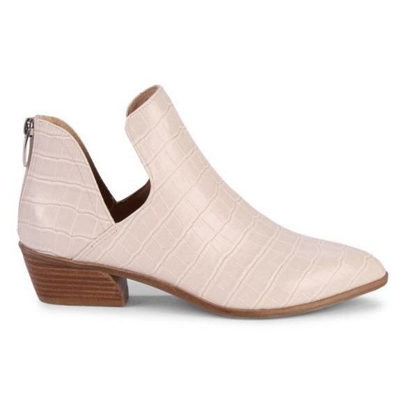 STEVE MADDEN Cream Tan Croc-Embossed Cutout Booties, Size 9 - Picture 1 of 8